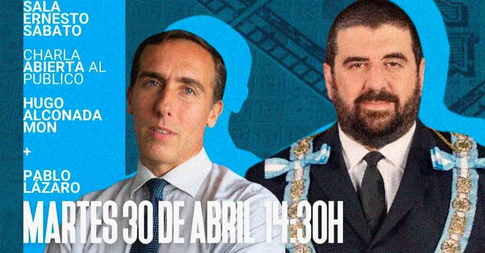 Feria del libro bien masónica, con una charla imperdible de @pabloalazaro junto a @halconada